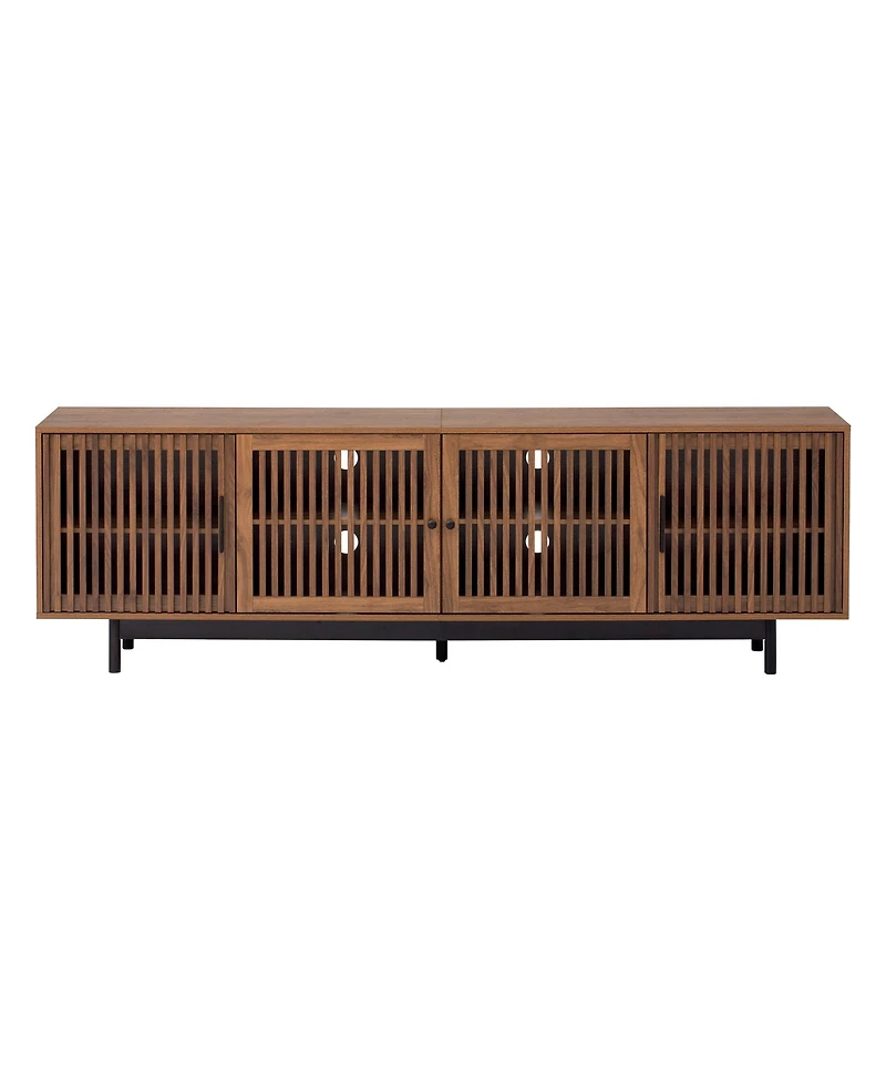sumyeg 78 inch Modern Cabinet Tv Stand with Closed Storage & Cable Management, Soft-Closing Hinges, Solid Wood Legs