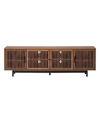 sumyeg 78 inch Modern Cabinet Tv Stand with Closed Storage & Cable Management, Soft-Closing Hinges, Solid Wood Legs