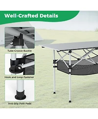 Gouun Portable Roll-Up Aluminum Camping Table with Mesh Basket