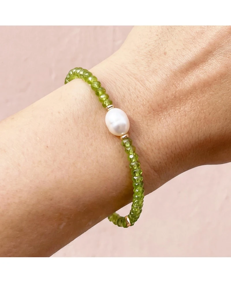 The Lovery Peridot Bead Pearl Bracelet 14K Gold