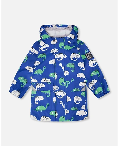 Deux par Deux Big Boys Rain Jacket in Polyurethane Chameleon Print
