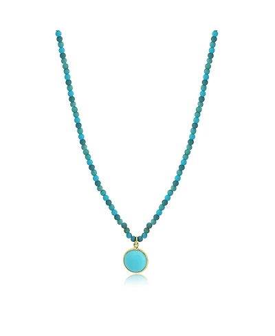 The Lovery Turquoise Bead Bezel Necklace 14K Yellow Gold