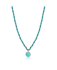 The Lovery Turquoise Bead Bezel Necklace 14K Yellow Gold