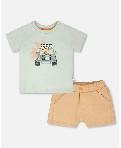Deux par Deux Little Boys Cotton T-Shirt and Short Set Mint