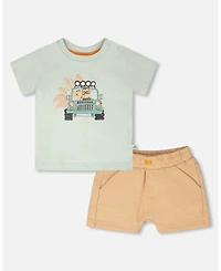 Deux par Deux Little Boys Cotton T-Shirt and Short Set Mint