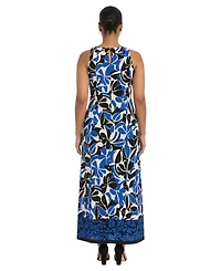 London Times Plus Printed Halter Neck Dress