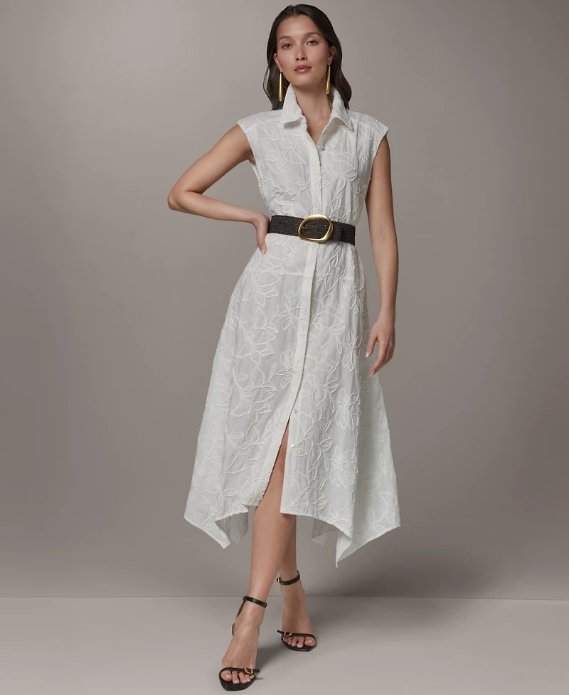 Donna Karan New York Petite Sleeveless Embroidered Midi Dress
