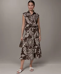 Donna Karan New York Petite Collared Printed Top