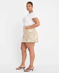 Good American Women's 90s Tiger Print Mini Skirt
