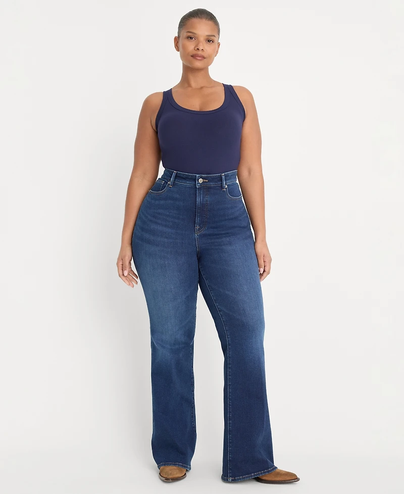 Good American Women's Compression Legs Flare Jeans