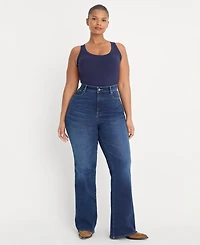 Good American Women's Compression Legs Flare Jeans