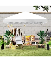 Sugift Foldable 10 x 10 ft Pop Up Canopy Tent with Wheeled Carry Bag