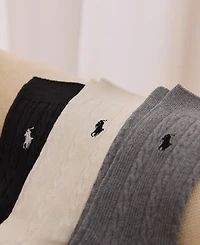 Polo Ralph Lauren Women's 3-Pk. Cable-Knit Crew Socks
