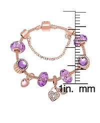 Macy's Floral Crystal Stone Charm Bracelet