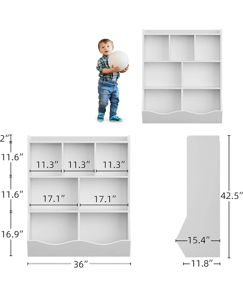 gaomon Set of 2 Toy Storage Cabinets, 3-Tier Kids Bookshelf with Multi Shelf Cubby for Bedroom, Playroom, Kindergarten