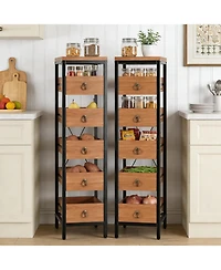 gaomon 5-Tier Kitchen Fruit Vegetable Storage Rack, Narrow Snack Stand with Pull-Out Baskets, Utility Organizer