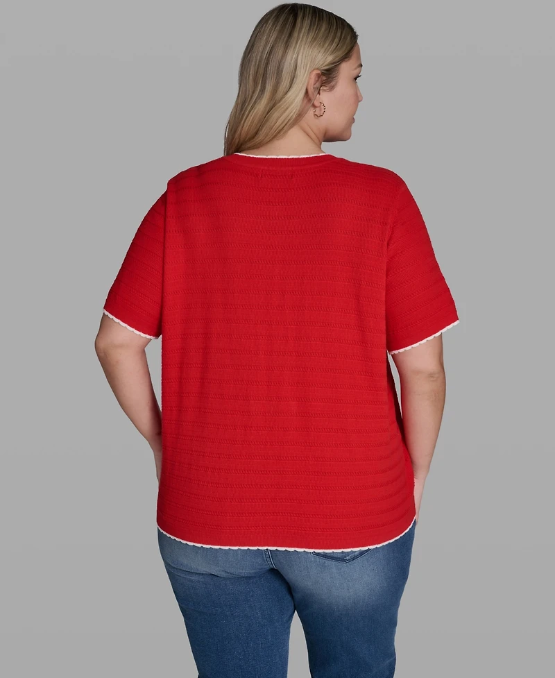 Karl Lagerfeld Paris Plus Button-Front Sweater