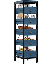 gaomon 5-Tier Kitchen Fruit Vegetable Storage Rack, Narrow Snack Stand with Pull-Out Baskets, Utility Organizer