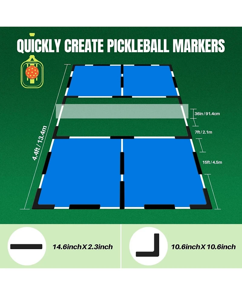 Hikeen Court Lines Marker Kit Anti-Slip and Wind-Resistant Throw Down Markers 28pcsr 84pcs, Pickleball Net Court for Outdoor Indoor Court