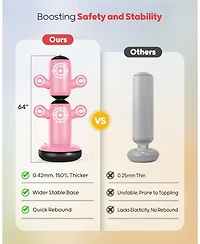 Qpau 360degree(s) Rotatable Punching Bag for Kids, Lager 64” Kids Punching Bag with Gloves, Hand Pump and 6 Targets, Bop Bag Inflatable Punchin