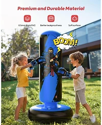 Qpau Punching Bag for Kids, 66 Inch Stable Inflatable Boxing Bag with Boxing Gloves