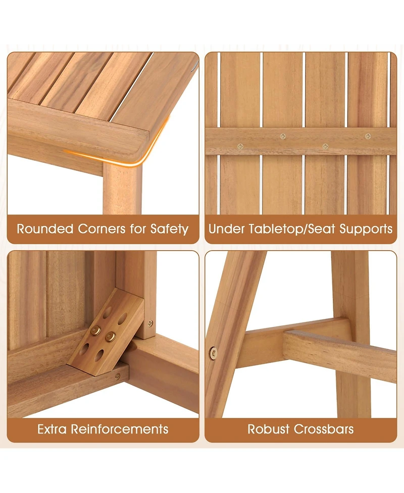 Gouun Acacia Wood Bench for Porch and Patio