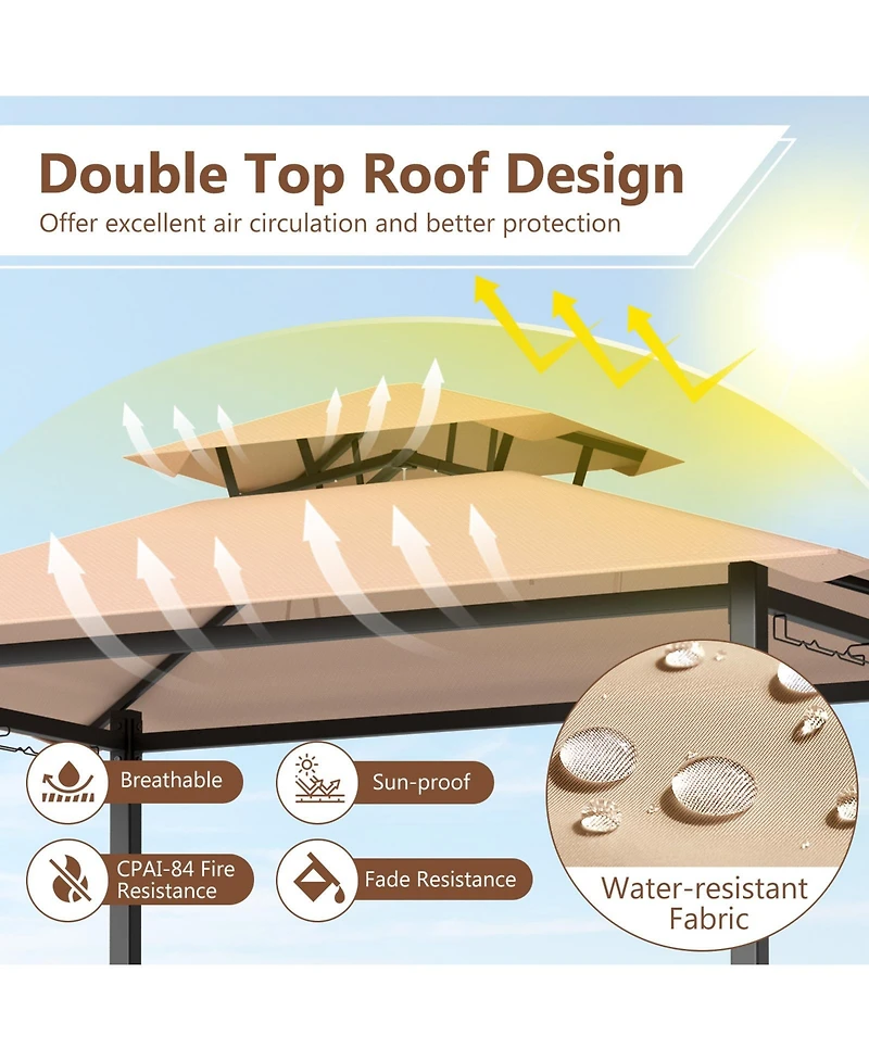 sumyeg 6.5 x 4 x 8 Feet Grill Gazebo Set with Bar Table and 2 Bar Stools