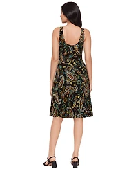 Body by Miraclesuit Women's Paisley Print Jewel Neck Midi Dress