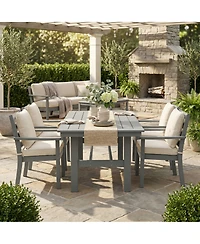Homsee 71" Hdpe Outdoor Dining Table with Umbrella Hole for 6-8 People,for Courtyards and Terraces