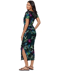 Body by Miraclesuit Women's Botanical-Print Boat Neck Dress