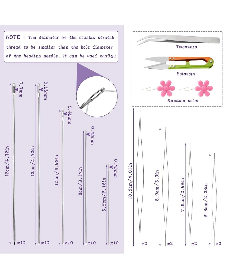 Gnuadz 58 Beading Needles Big Eye Ultra-thin Stainless Steel Seed Bead Embroidery Diy