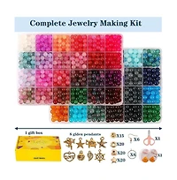 Gnuadz 1300pcs Glass Beads Bracelet Making Kit Crystal Round Starter Gifts 8mm 48 Colors