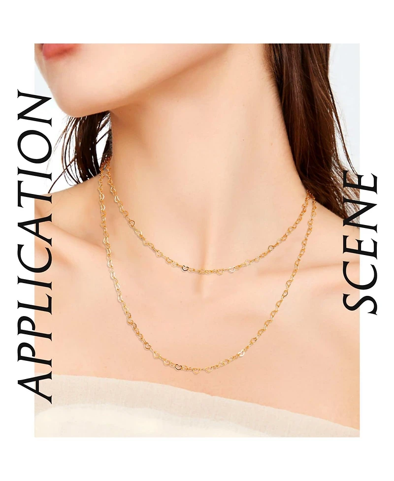 Gnuadz 16.4 feet Heart Link Chains Permanent Necklace Soldered Card Paper