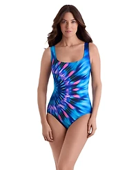 Longitude by Mimi Flamingo Women's Zenon Panel Scoopneck Tank One Piece Swimsuit