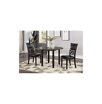 New Classic Furniture Gia 3-Piece 42" Wood Drop Leaf Dining Set, Ebony