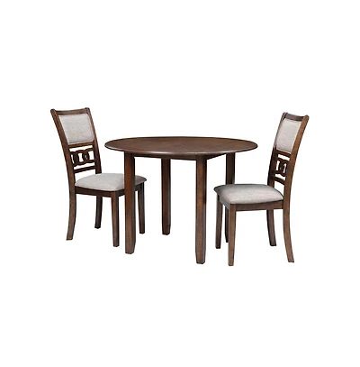 New Classic Furniture Gia 3-Piece 42" Wood Round Dining Set with 2 Chairs in Cherry