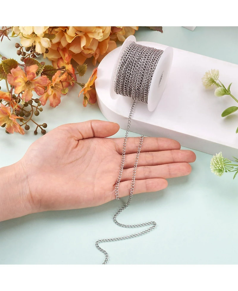 Gnuadz Pandahall Stainless Steel Curb Chains Soldered 4x3x0.6mm Color Plated