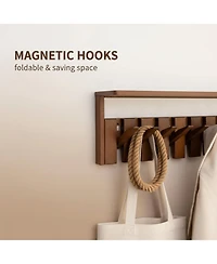 Yigii Wall Mounted Wooden Coat Rack with Shelf Heavy Duty Entryway Organizer Solid Wood Display Storage