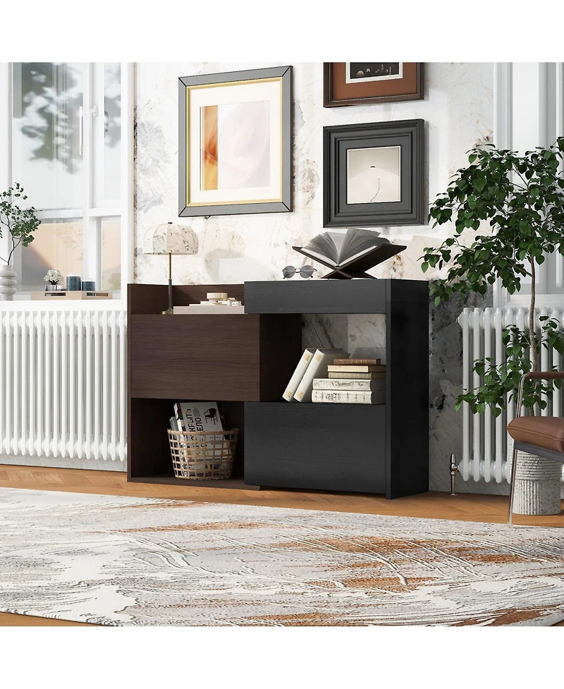 Flynama 32.5-58.8in Extendable Rotating Storage Cabinet Buffet Sideboard