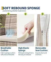 gaomon 4-Piece Patio Furniture Set, Rattan Outdoor Furniture with Upholstered Sofa, 2 Chairs and Coffee Table, Modern Conversation Bistro Set