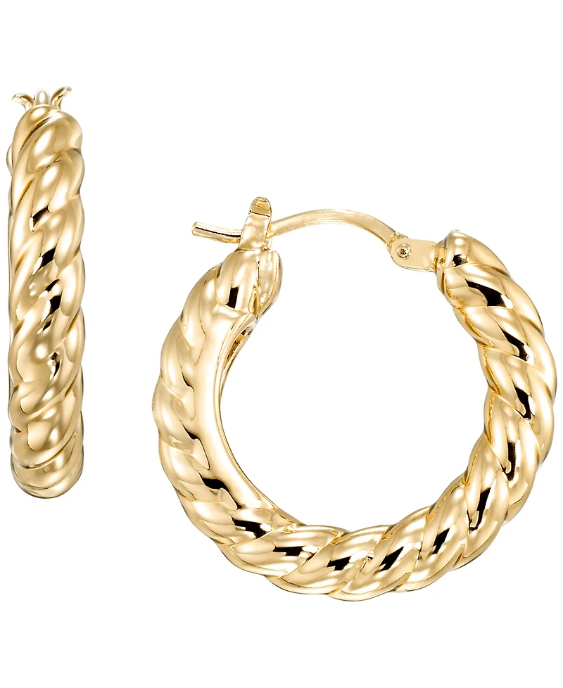 Italian Gold Twist Hoop Earrings in 10k Yellow Gold