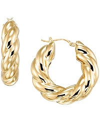 Italian Gold Bold Twist Hoop Earrings in 10k Yellow Gold