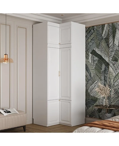 Homsee Wood 6-Door Corner Wardrobe Armoires with Storage Shelves