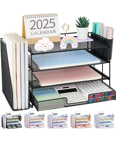 Gnuadz Desk Organizer 4-Tier File Drawer Pen Holders