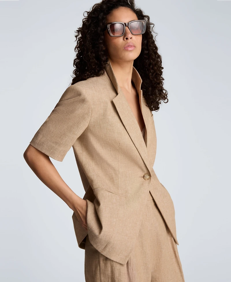 Kenneth Cole Women's Short-Sleeve Button Front Jacket