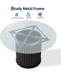 gaomon Dining Table for 4-6 People, Circle Kitchen Table with Cross Base, Farmhouse Wood Dinner Table for Apartment, Walnut Brown