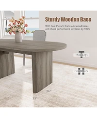 gaomon Dining Table for 4-6 People, Circle Kitchen Table with Cross Base, Farmhouse Wood Dinner Table for Apartment, Walnut Brown