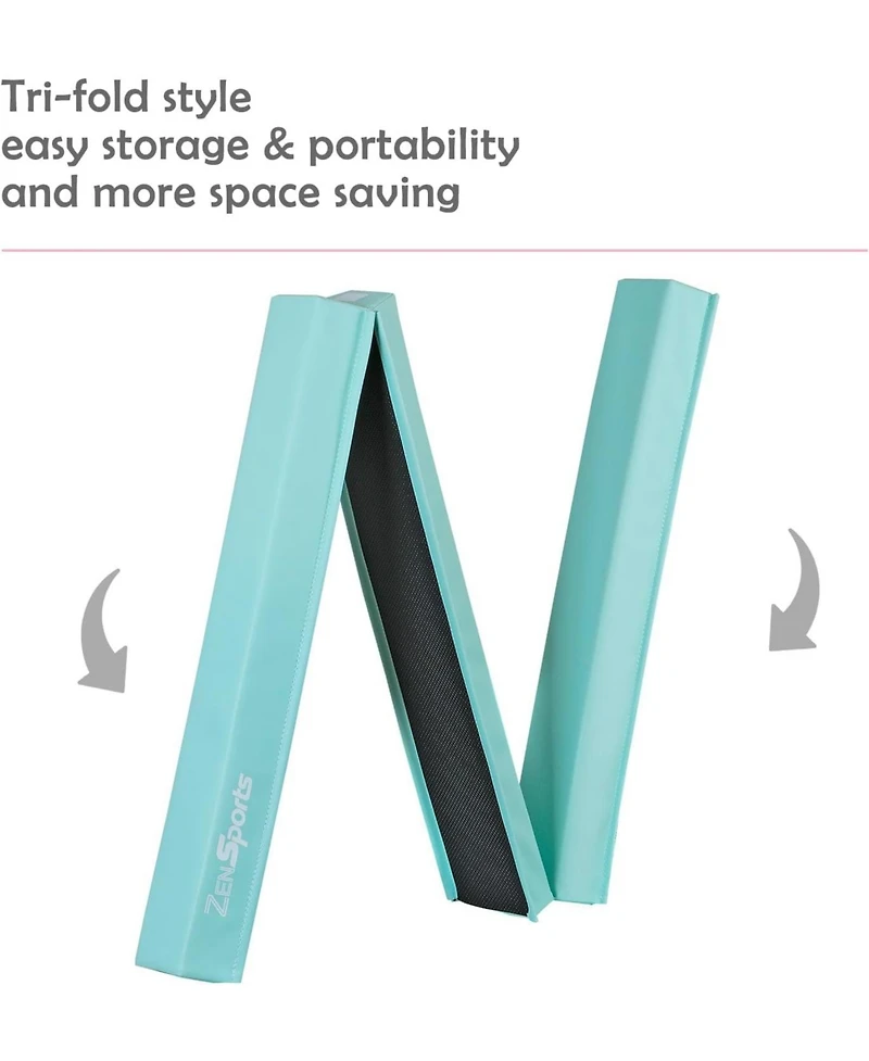 Zeny 9ft Folding Gymnastics Balance Beam for Kids, Floor Balance Beam Bar with Anti-Slip Base Extra Firm Foam Walking Beams Home