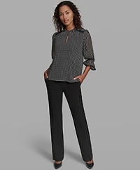 Karl Lagerfeld Paris Women's Front Keyhole Woven Top