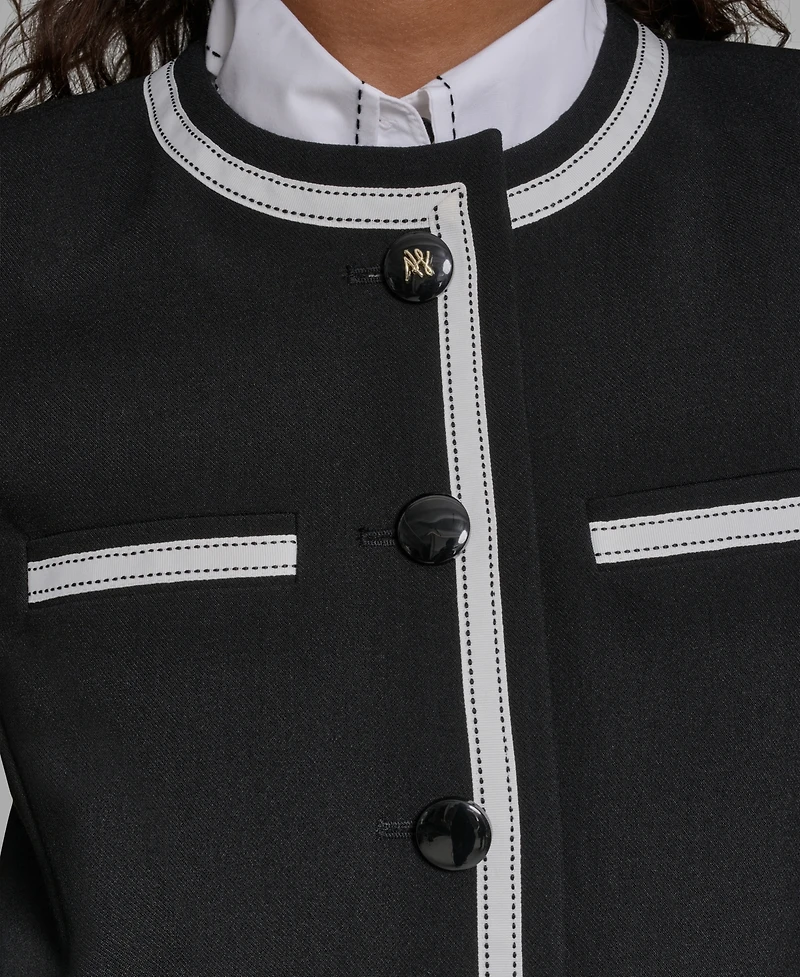 Karl Lagerfeld Paris Women's Cropped Round Neck Jacket